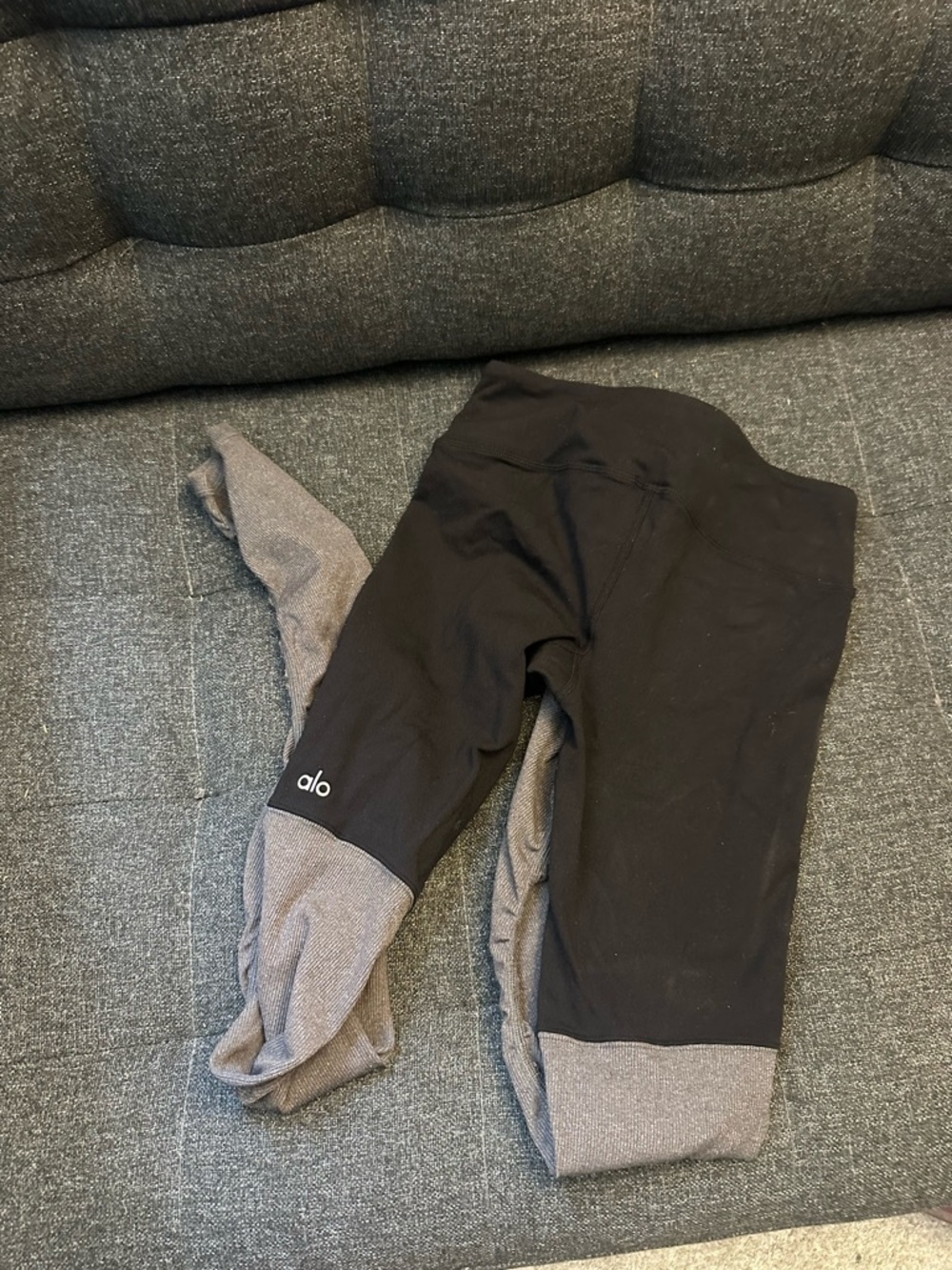 ALO Yoga Black and Gray Kids Capri Leggings